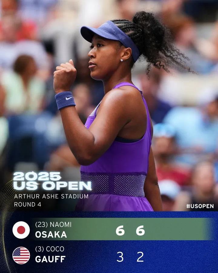 Naomi Osaka has advanced to the Grand Slam quarterfinals. 1 Naomi Osaka has advanced to the Grand Slam quarterfinals.