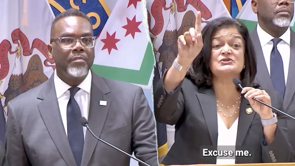 Chicago Mayor Brandon Johnson Rebukes Reporter for Using Illegal Aliens Calls Term Racist as Rep. Jayapal Defends Migrants 3 Chicago Mayor Brandon Johnson Rebukes Reporter for Using Illegal Aliens Calls Term Racist as Rep. Jayapal Defends Migrants