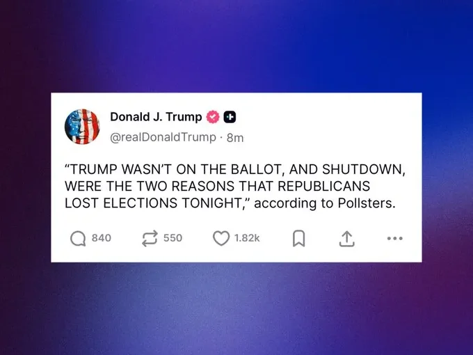 Donald Trump Blames Absence from Ballot and Shutdown for Republican Losses in Key Races