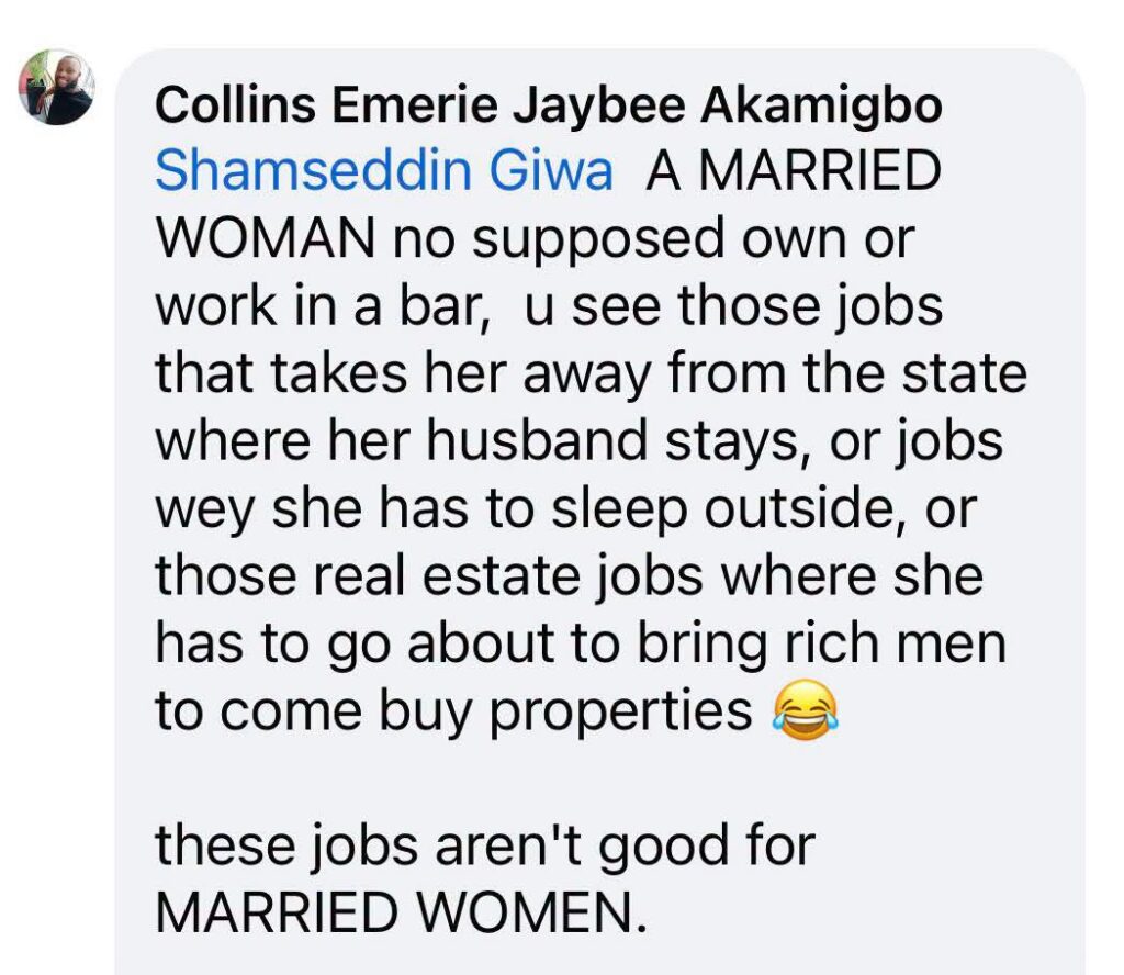 Nigerian Man Lists Jobs He Says Are Not Suitable for Married Women